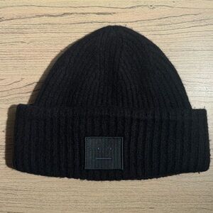 Acne Studios Face Logo Beanie – Black